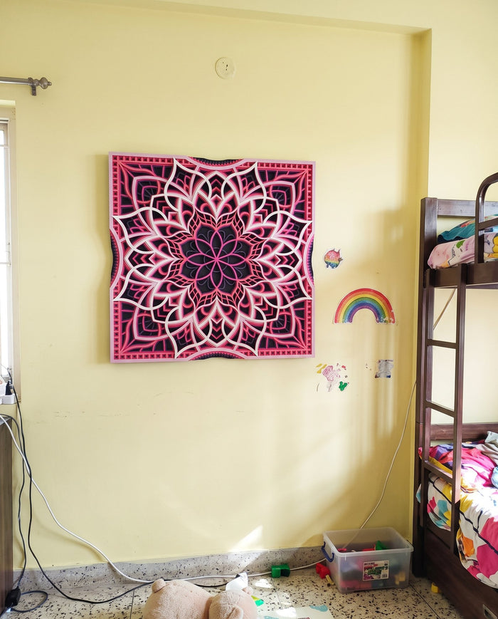 Layered mandala in a kids room