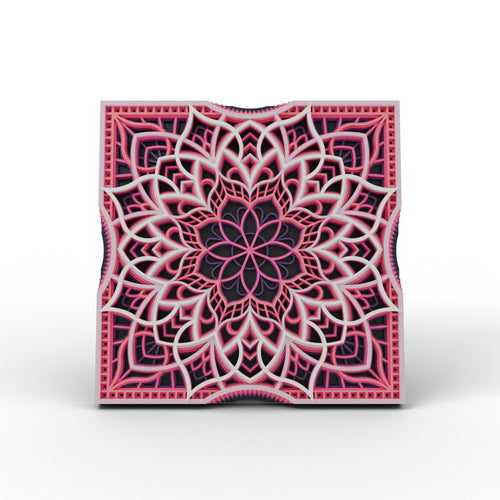 Sakura at Dusk layered mandala wall art, Statement 245 mm – front view on white