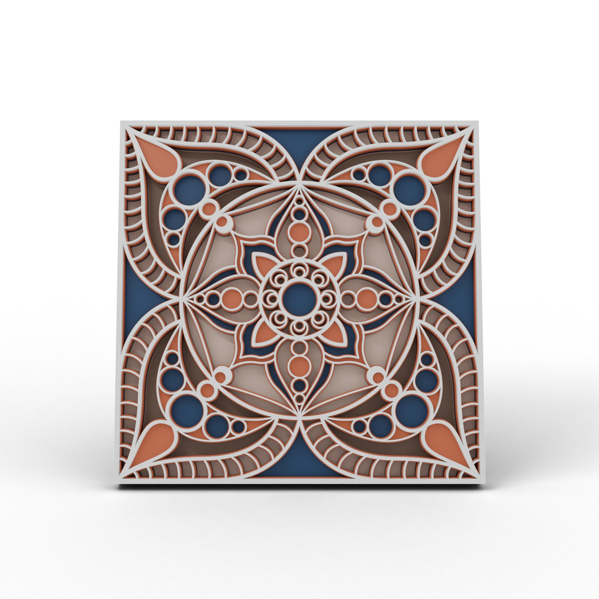 Jaipur Block Print layered mandala wall art, Statement 245 mm – front view on white
