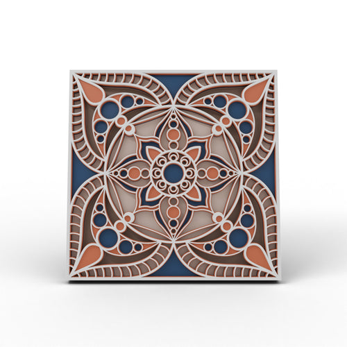 Jaipur Block Print layered mandala wall art, Statement 245 mm – front view on white