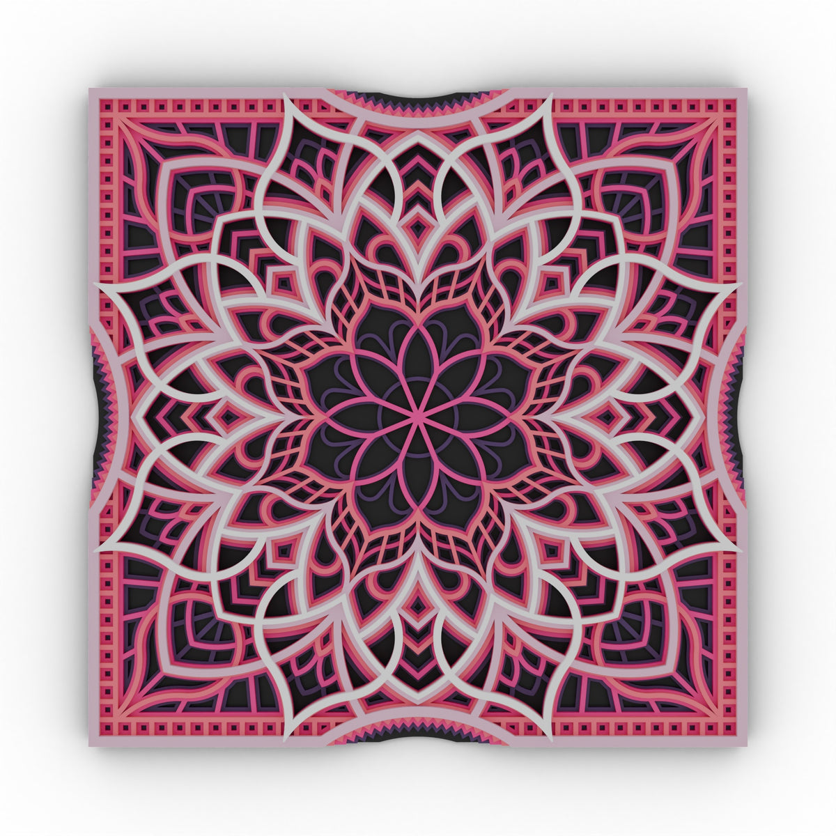 Sakura at Dusk layered mandala wall art, Wall 180 mm – front view on white