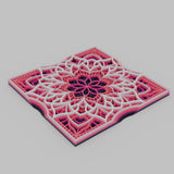 Sakura at Dusk layered mandala wall art, Statement 245 mm – three-quarter angle