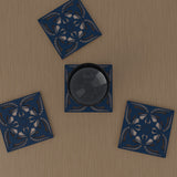Jaipur Block Print layered mandala coaster set of 4 – set from above, alternate