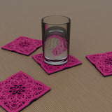 Sakura at Dusk coaster set with a glass