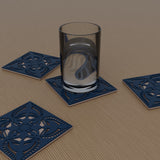 Jaipur Block Print coaster set with a glass