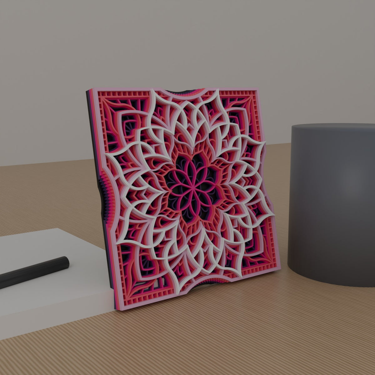 Sakura at Dusk desk mandala on a desk