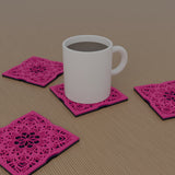 Sakura at Dusk layered mandala coaster set of 4 – set with a glass, angle three