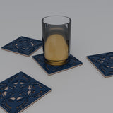 Jaipur Block Print layered mandala coaster set of 4 – set with a glass, angle two