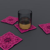 Sakura at Dusk layered mandala coaster set of 4 – set with a glass