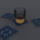 Jaipur Block Print layered mandala coaster set of 4 – set with a glass