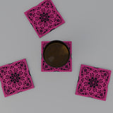 Sakura at Dusk layered mandala coaster set of 4 – set from above