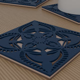 Jaipur Block Print layered mandala coaster set of 4 – close-up detail