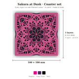 Sakura at Dusk layered mandala coaster set of 4 – dimensions diagram