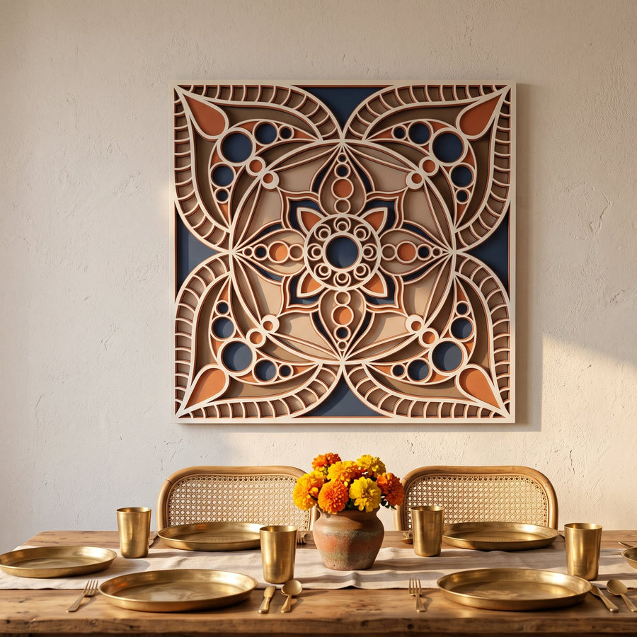 Jaipur Block Print mandala above a dining table