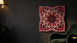 Sakura at Dusk mandala on a charcoal wall at night