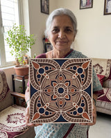 Jaipur Block Print mandala held up at home