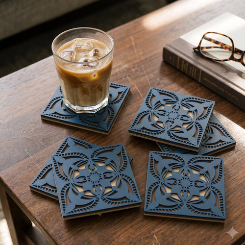 Jaipur Block Print coasters in use