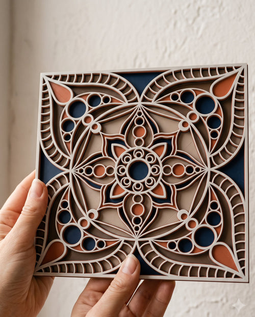 Jaipur Block Print layered mandala held in hand