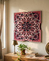 Sakura at Dusk mandala above a living room console